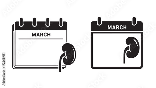 Kidney Appointment Calendar Icon Representing Nephrology Scheduling Patient Follow Ups and Corporate Wellness Checkup Management