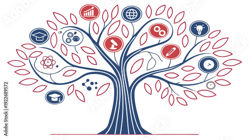 Stunning tree of knowledge with innovative icons and symbols
