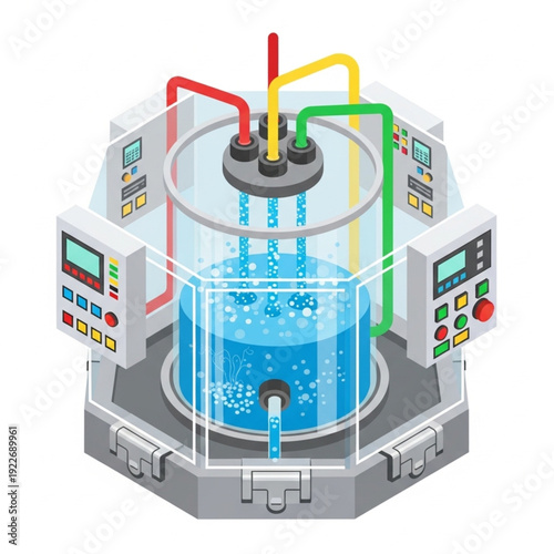 Laboratory Equipment with Control Panels and Tubing.