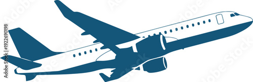 Passenger Airplane Silhouette Vector Taking Off Flight Icon