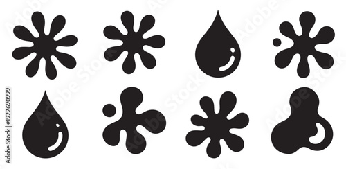 Blob shape organic, vector illustration set. Collection from abstract forms for design and paint. Liquid Silhouette Vector Black drop in modern style.