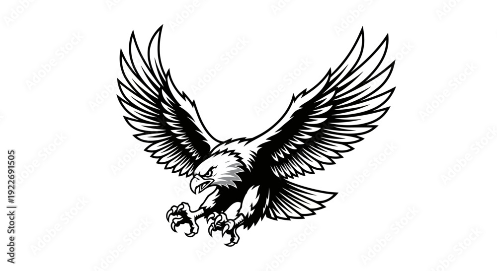 Fototapeta premium Majestic eagle in mid-flight with wings spread wide