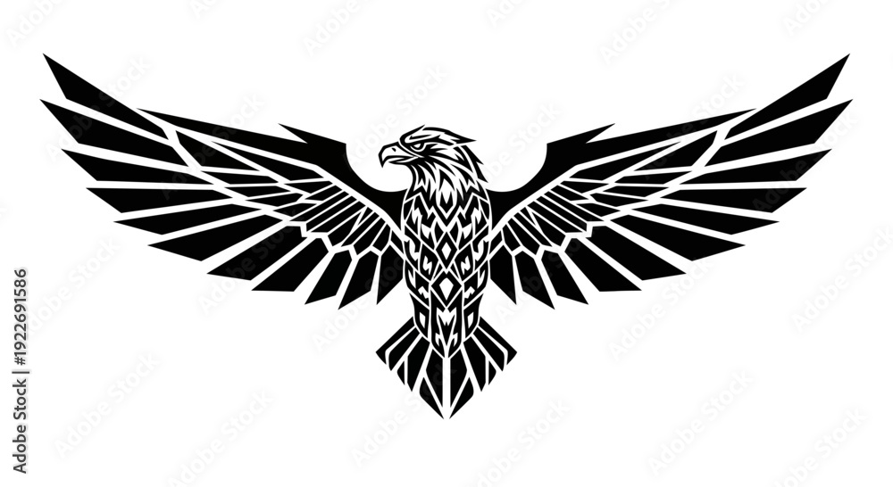 Obraz premium Stunning black eagle with outstretched wings in modern design