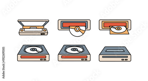 DVD Drive Line art dynamic smooth color illustration