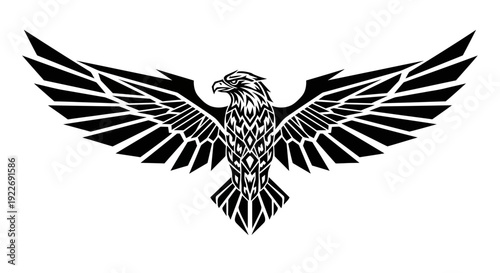 Stunning black eagle with outstretched wings in modern design