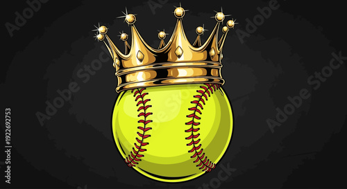 A crowned softball glows brightly against a dark background from a centered viewpoint