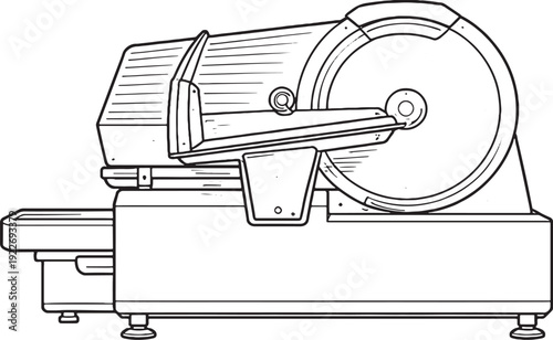 Industrial Food Cutting Machine Line Art Side View