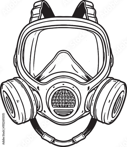 Industrial protective mask oil gas safety respirator line art icon