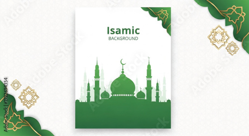 Vector illustration of an abstract background featuring green leaves and a famous silhouette of a landmark monument with architectural dome symbols of travel and culture