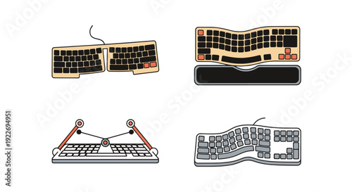 Ergonomic Keyboard modern abstract tone vector