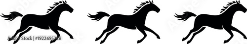 Running Horse Silhouette Vector Three Galloping Horses