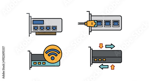 Ethernet Card Line modern soft color vector