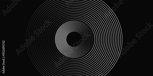 Create a bold look with a centric circle background featuring vector graphics of sound waves.