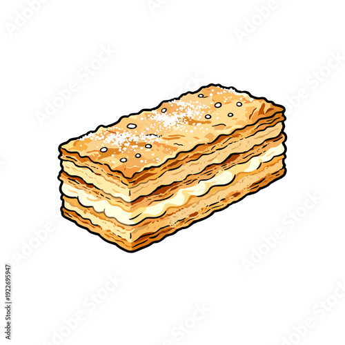 [Vector EPS]Delicious multi-layered pastry with cream filling