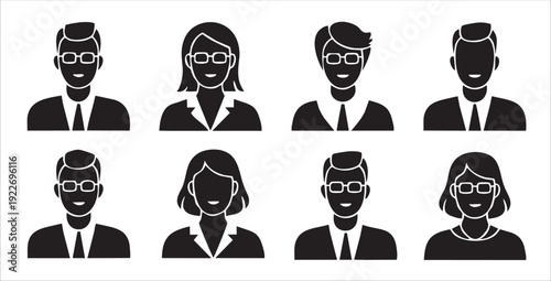  eight professional business people icons male female