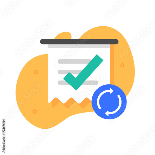 Subscription monthly automated payment icon vector modern illustration, recurring renewal billing money transaction invoice graphic, regular membership schedule pay image clip art