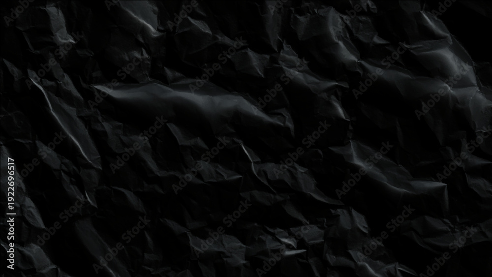 Fototapeta premium Crumpled black plastic sheet texture background