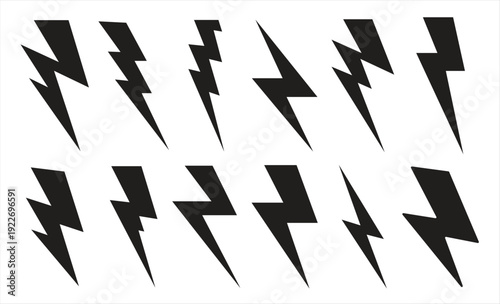 lightning icon set electric sign and symbol power icon
