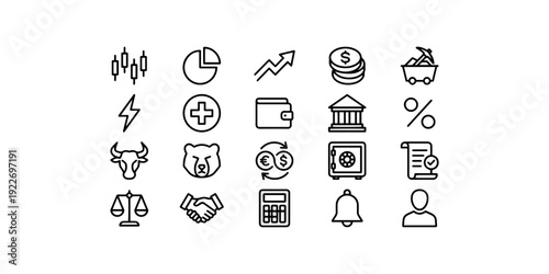 HyperMinimalist Stock Trading and Fintech Line Vector Icon Pack