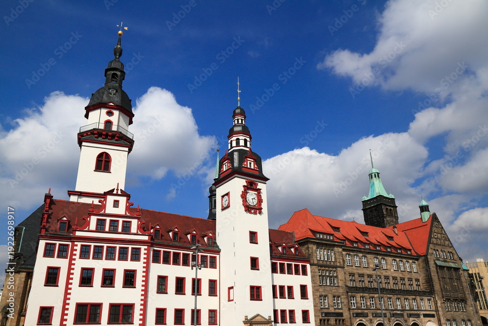 Fototapeta premium Old and New Town Hall in Chemnitz