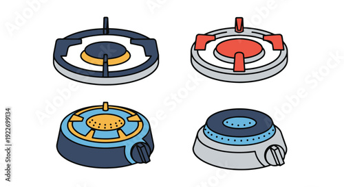 Gas Burner Line art dynamic colorful design illustration