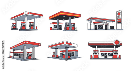 Gas Station Line creative modern abstract illustration