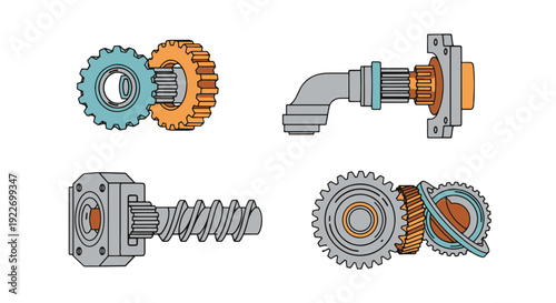 Gearbox Line art abstract clean color vector
