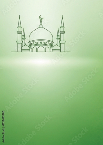 An old architecture vector illustration of a landmark city mosque and religious temple tower silhouette representing Asian culture and art