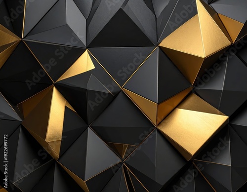 Geometric Triangle Pattern with Black and Gold Color Contrast