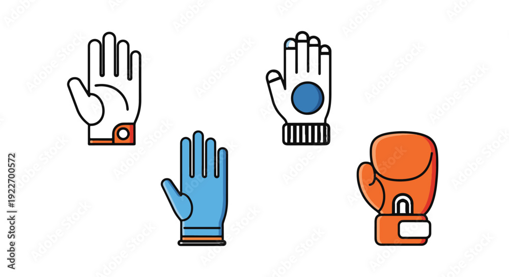 Fototapeta premium Gloves Line art soft color vector design
