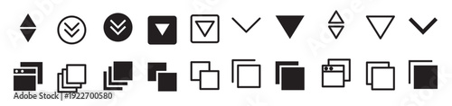 dropdown and tab icons line and solid style for ui