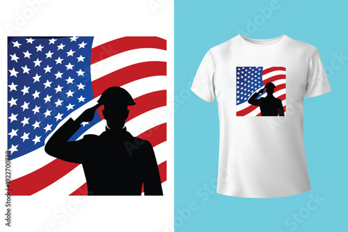 Memorial Day Silhouette – Patriotic Soldier Salute T-Shirt Design