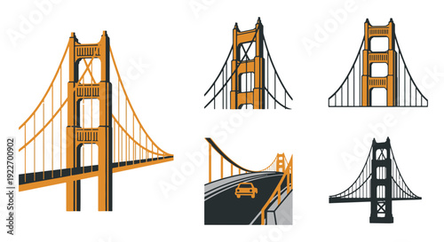 Golden Gate Style colorful design illustration
