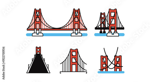 Golden Gate Style colorful shape vector illustration