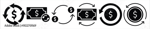 money transfer icon set