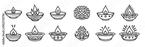 oil lamp diya diwali festival hand drawn sketch