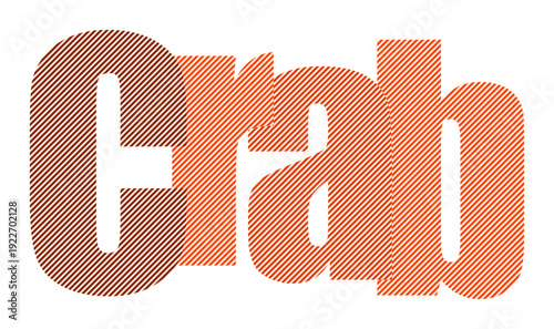 Bold, textured typographic design spelling out the word crab in warm, earthy tones.