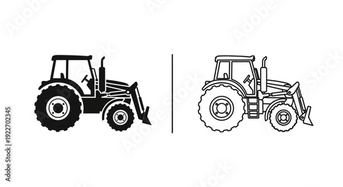 Tractor, farm, agriculture, machinery, equipment, vintage, retro, classic, farming, vehicle, harvest, field, rural, work, power, tractor illustration Vector