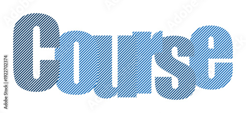 Bold blue text spelling "course" with a subtle textured pattern