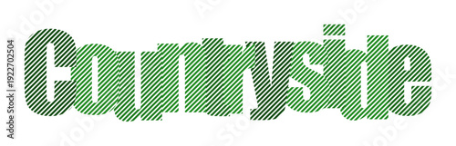 Green word "countryside" with textured effect