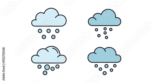 Cloud with Hail Line soft tone color illustration