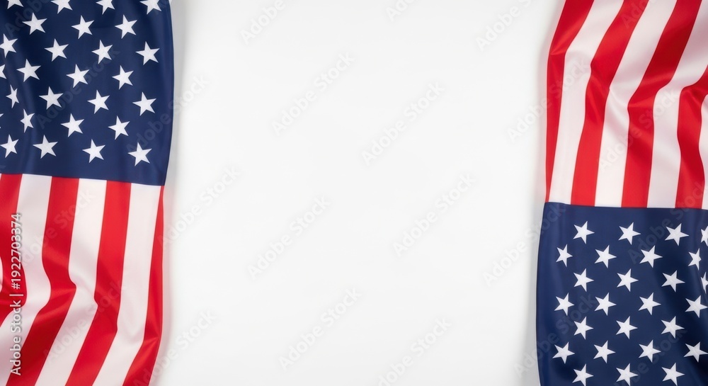 Obraz premium American flag draped on a white background, symbolic of patriotism and freedom