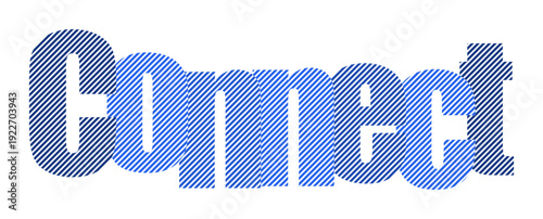 Abstract blue word 'Connect' with dotted texture on white background