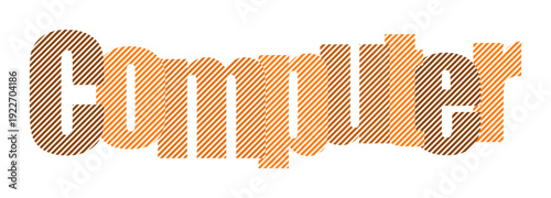 Bold text spelling out "computer" in a warm, textured design.