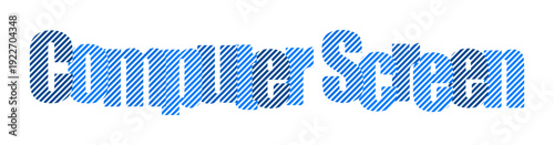 Abstract blue textured text 'Computer Screen' against white background