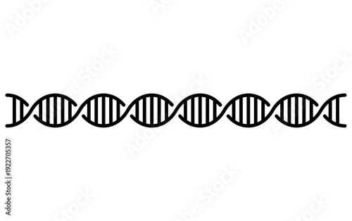 Black DNA helix line icon with clean structure, perfect for biology, medicine, genetics, and scientific illustrations.