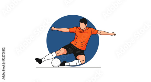 Soccer Player Kicking Ball with Intensity.