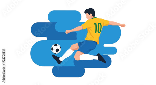 Soccer Player Kicking Ball with Skill.