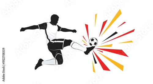 Soccer Player Kicking Football with Motion.