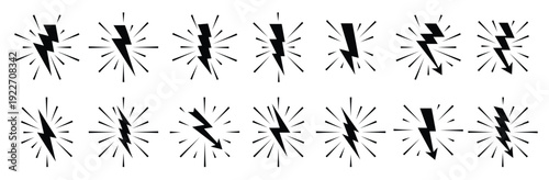 lightning bolts vector logo set concept of energy